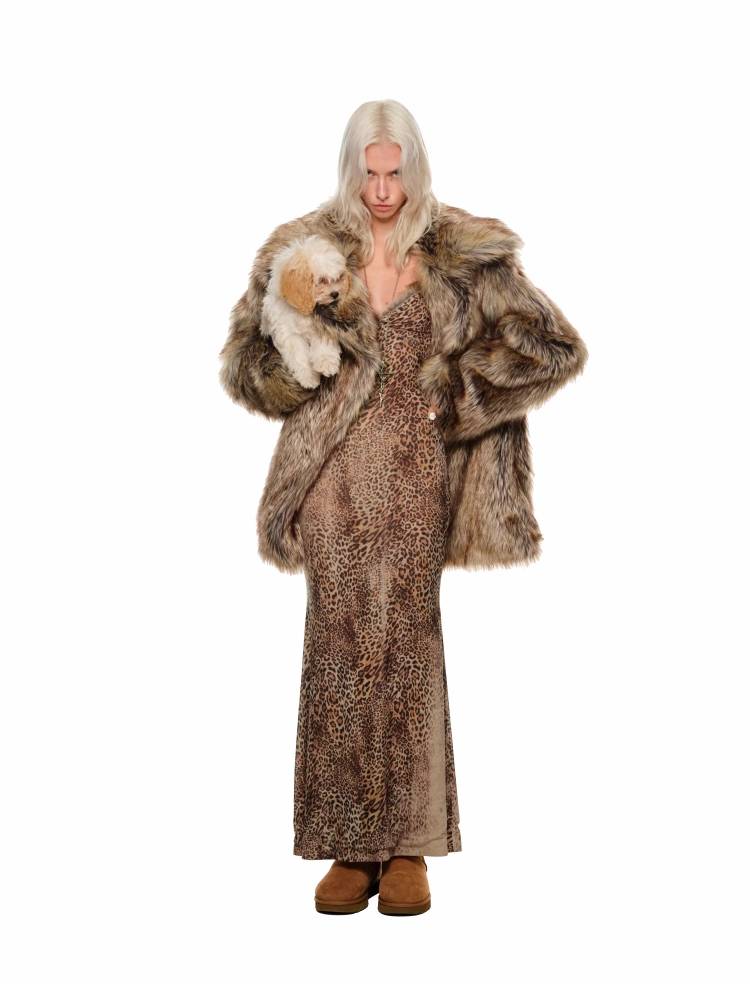 Leopard print V-neck suspender dress【s0000011400】