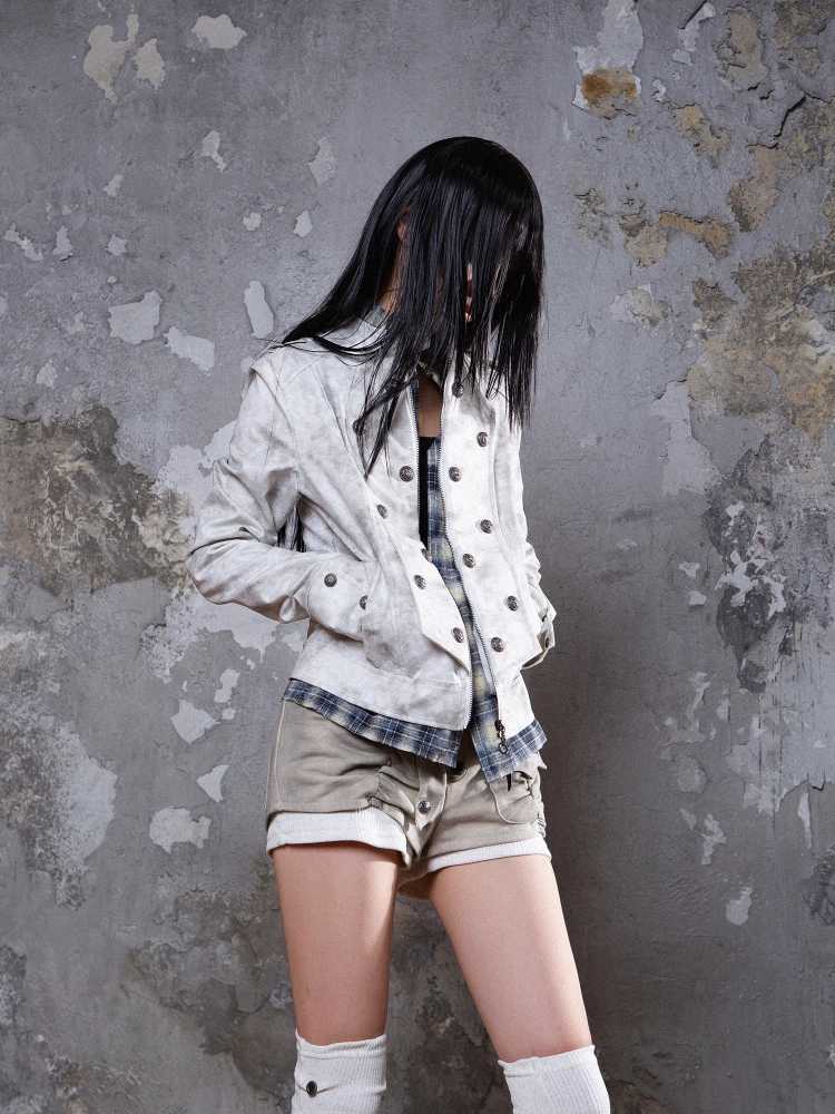 Fake two piece distressed jacket【s0000010050】