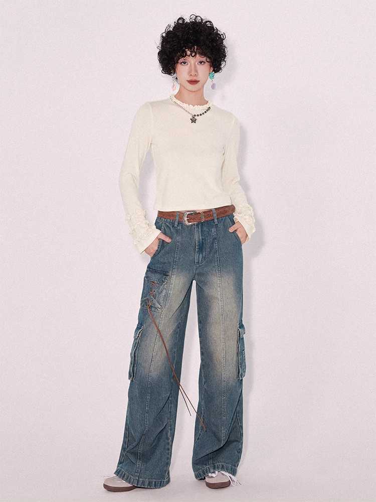 Low waist wide leg jeans【s0000009619】