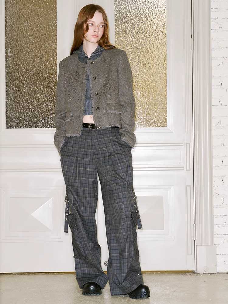 RETRO PLAID STRAIGHT LEG PANTS [S0000010817]