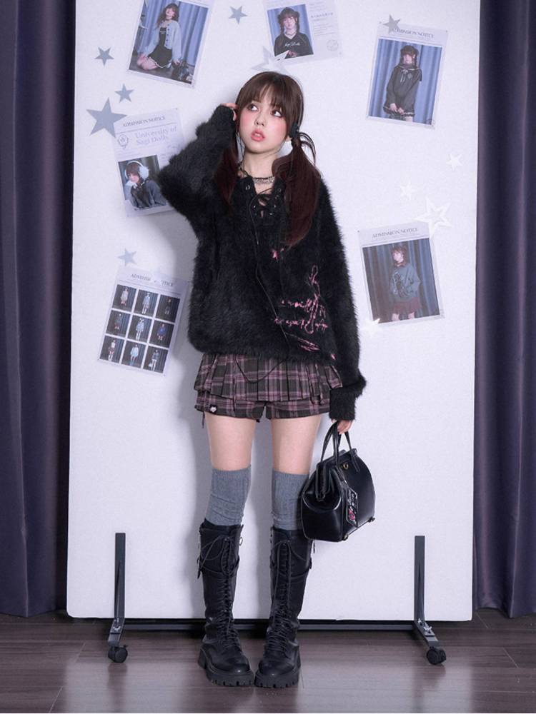 V-neck loose polo sweater【s0000011285】