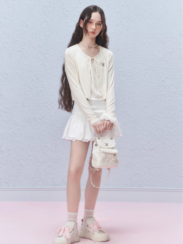 Sheer lace short cardigan【s0000007424】