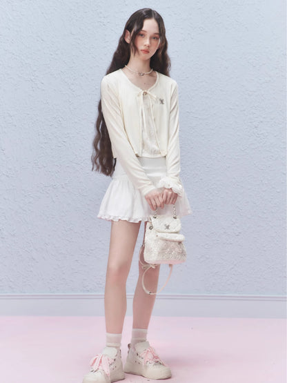 Sheer lace short cardigan【s0000007424】