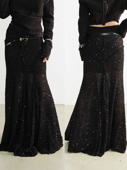 High Waist Sequin Skirt [S0000010930]