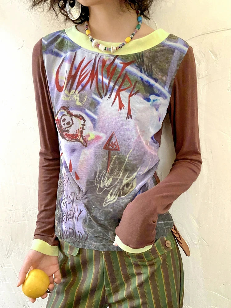 Printed long sleeve T-shirt【s0000009613】