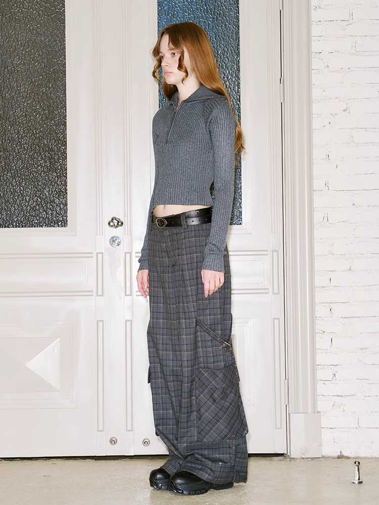 RETRO PLAID STRAIGHT LEG PANTS [S0000010817]