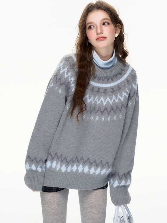 Jacquard pullover sweater【s0000010616】