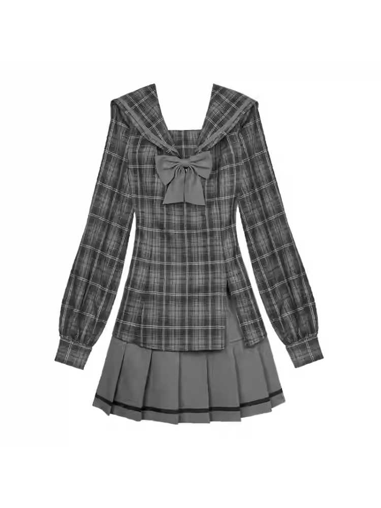 Plaid Sailor Collar Dress Jacket [S0000010697]