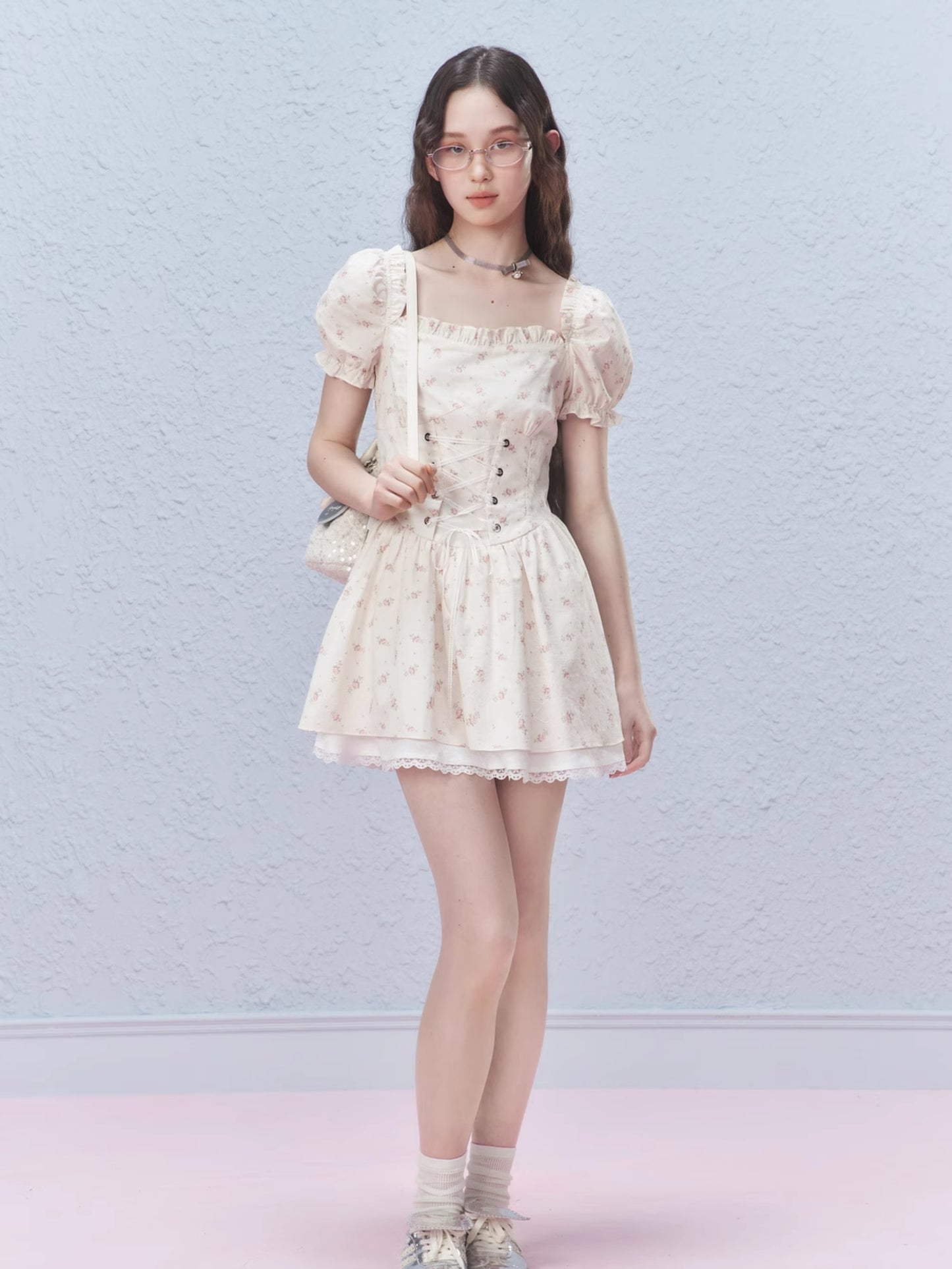 Retro floral short sleeve dress【s0000007419】