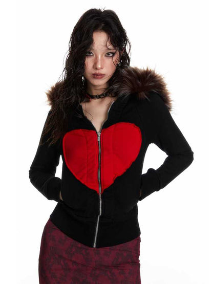 Heart Design Hooded Sweatshirt [S0000010561]