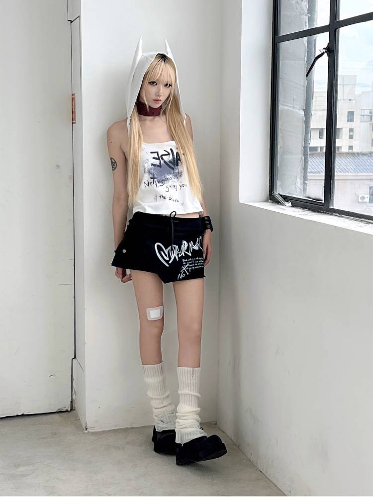Printed low waist A-line skirt【s0000009335】
