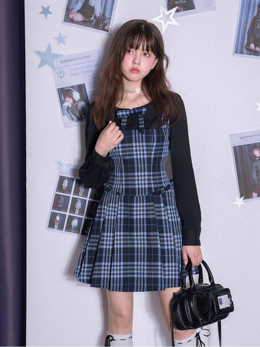 Plaid fake two-piece dress【s0000011655】