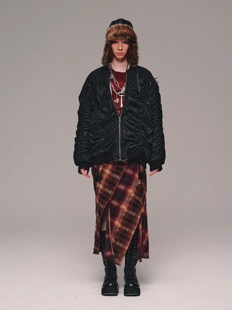 Plaid fishtail skirt【s0000011458】