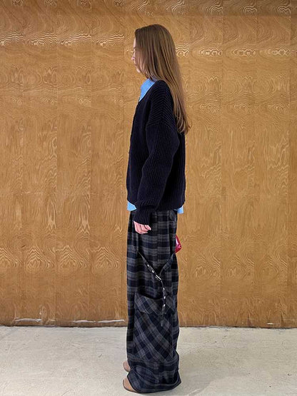 RETRO PLAID STRAIGHT LEG PANTS [S0000010817]