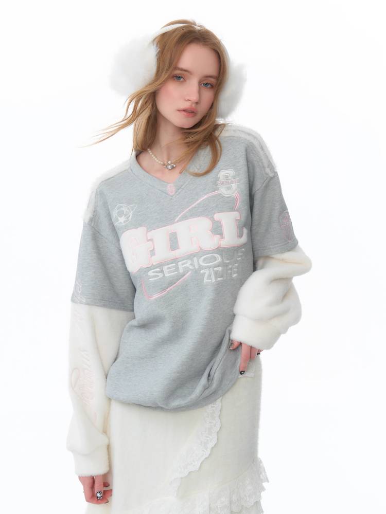 Sports style V-neck sweatshirt【s0000011086】