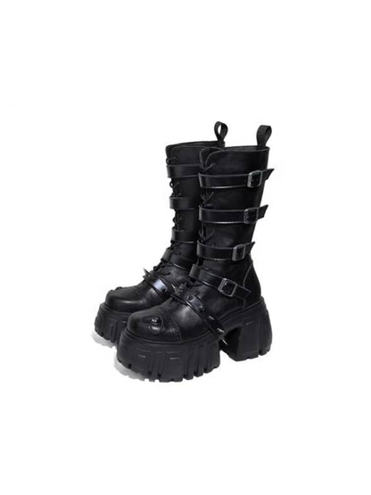 Heavy metal design platform night boots【s0000011439】