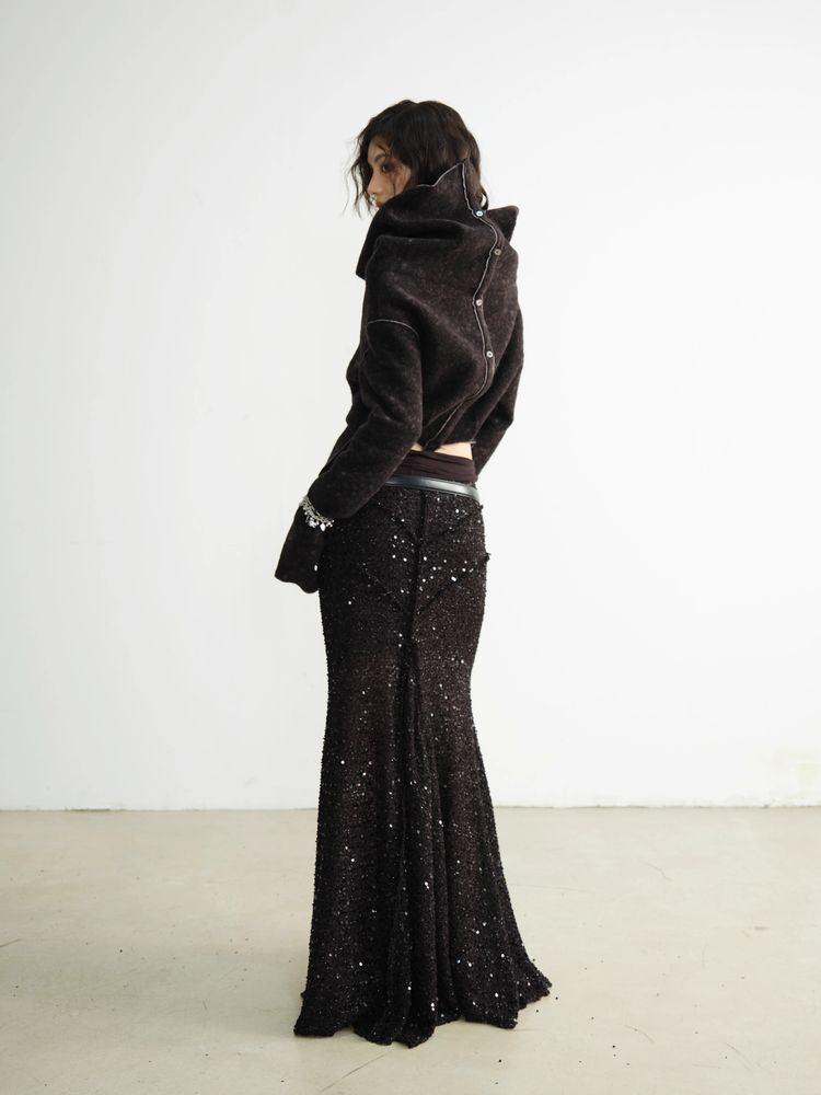 High Waist Sequin Skirt [S0000010930]