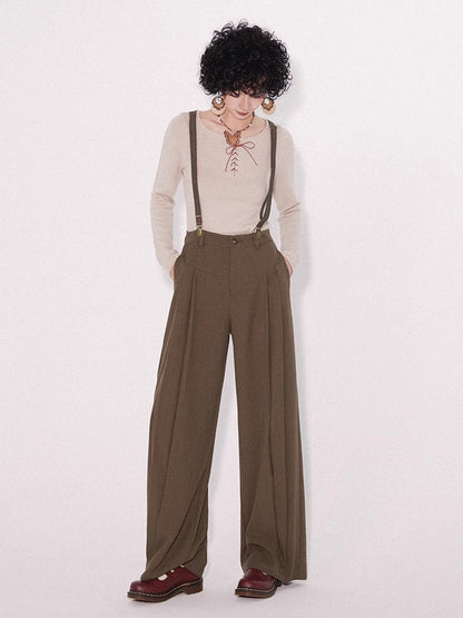 Retro loose suspender pants【s0000009794】