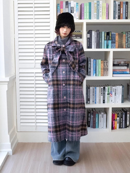 Plaid retro long coat【s0000011126】