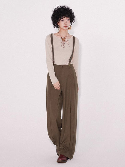 Retro loose suspender pants【s0000009794】