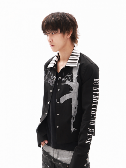 Twill Rhinestone Slogan Jacket【s0000018336】