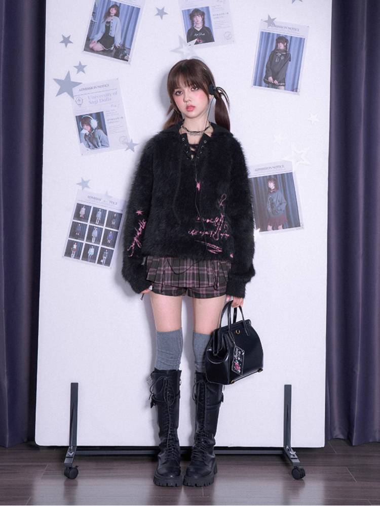 V-neck loose polo sweater【s0000011285】