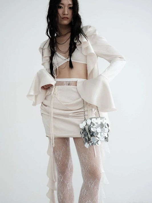 Frilly top and skirt suit【s0000008521】