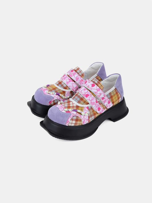 CHECKERED PLATFORM SHOES [S0000009819]