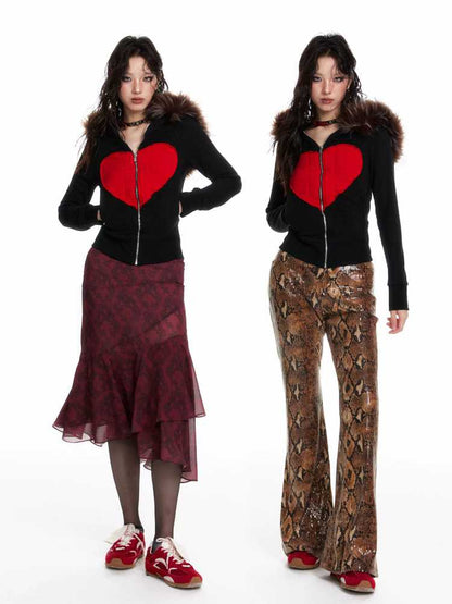 Heart Design Hooded Sweatshirt [S0000010561]