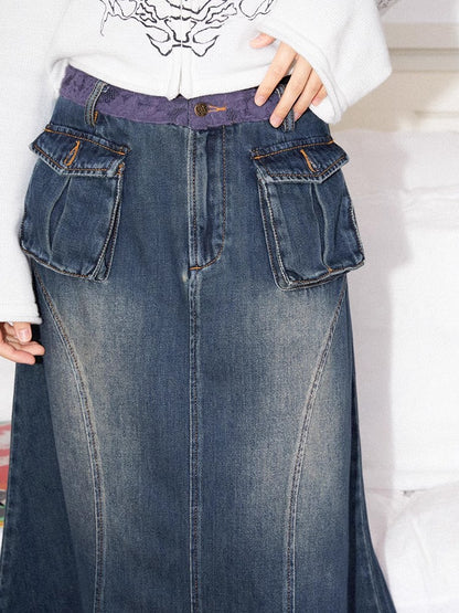 Denim fishtail skirt【s0000011307】