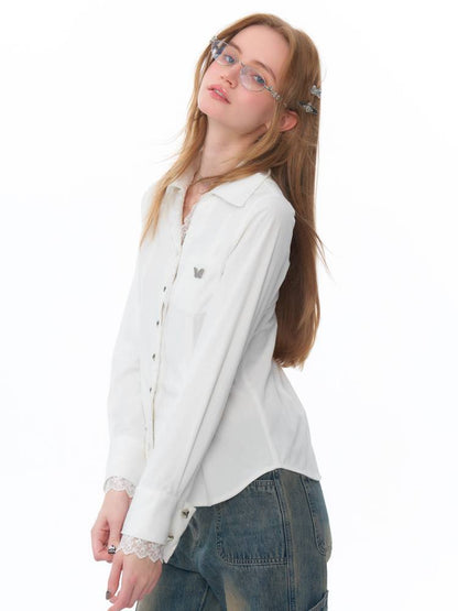 Slim lace long sleeve shirt【s0000011081】