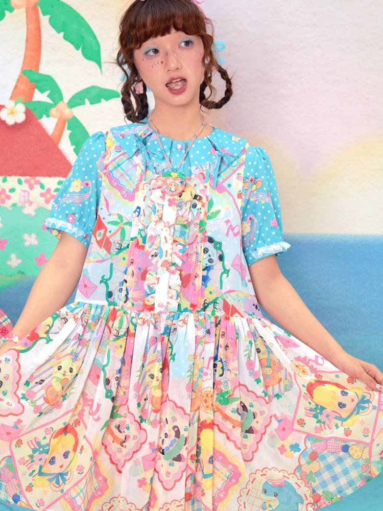 Retro print overskirt【s0000009530】