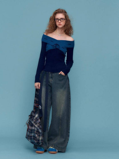 Retro slim fit V-neck sweater【s0000011044】