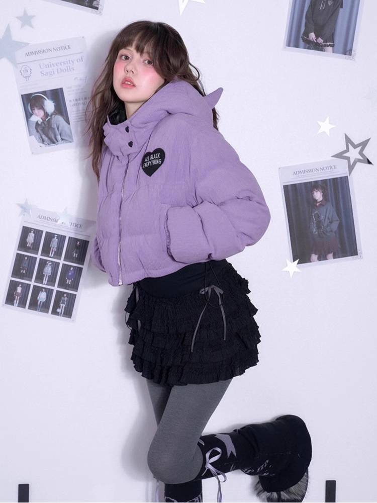 Purple cotton short coat【s0000011294】