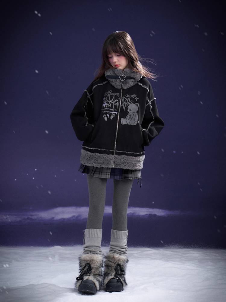 Warm bear hooded jacket【s0000011281】