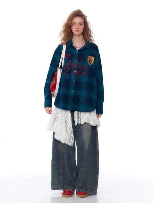 Retro plaid long sleeve shirt【s0000011042】