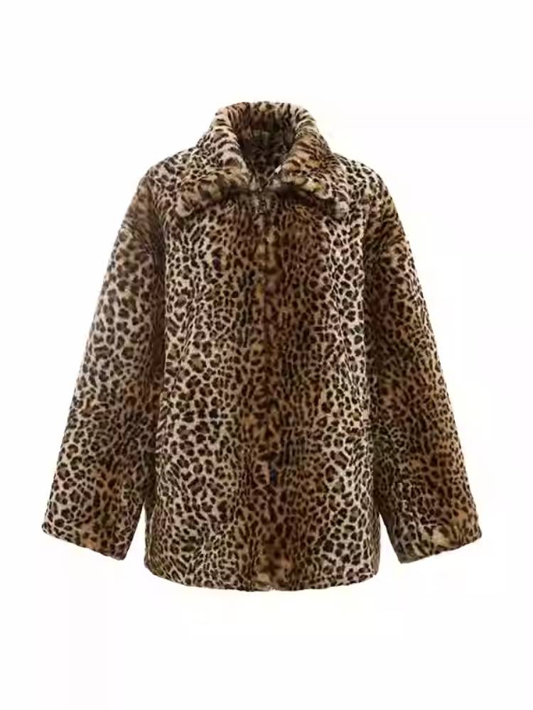 Leopard print fur quilted jacket【s0000011395】