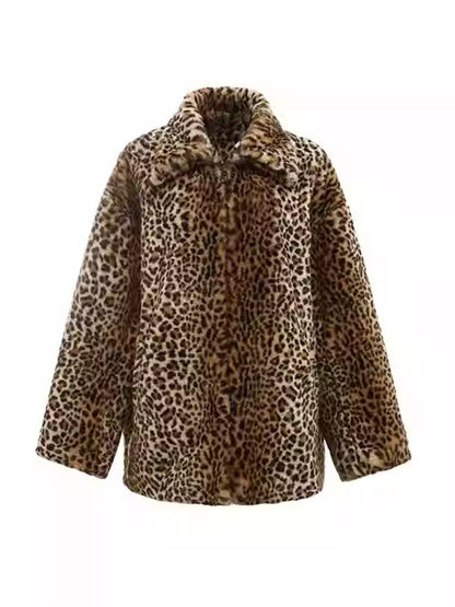 Leopard print fur quilted jacket【s0000011395】