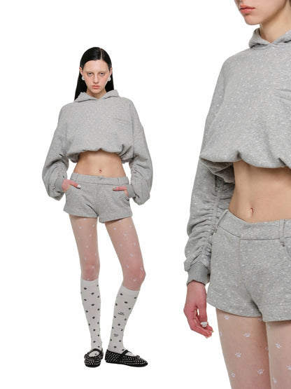 Cat's Paw Long Short Polka Dot Hooded Cardigan Sweatshirt Sweatpants Set【s0000011566】