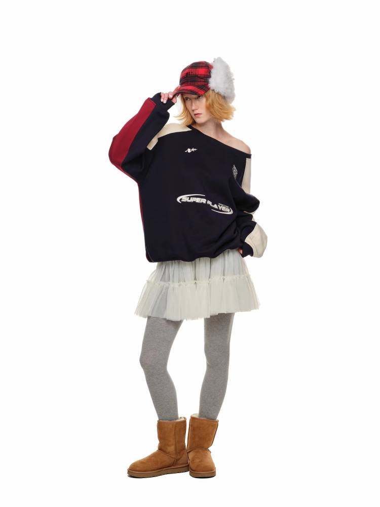 Off-the-shoulder jersey sweatshirt【s0000011412】