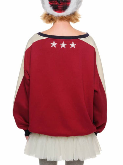 Off-the-shoulder jersey sweatshirt【s0000011412】