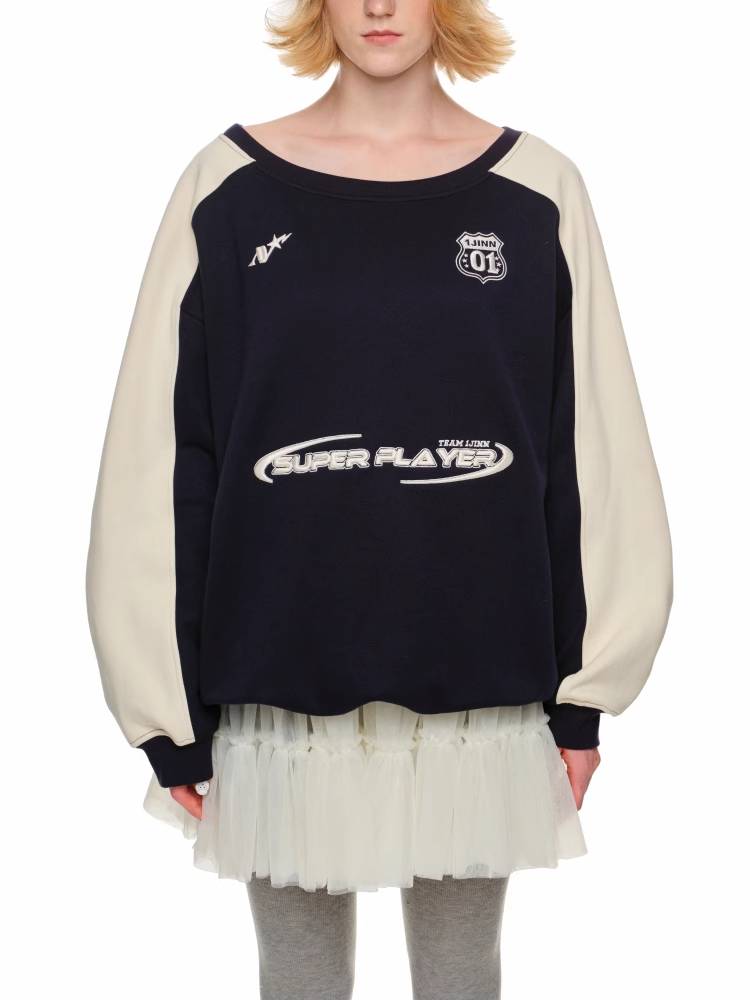 Off-the-shoulder jersey sweatshirt【s0000011412】