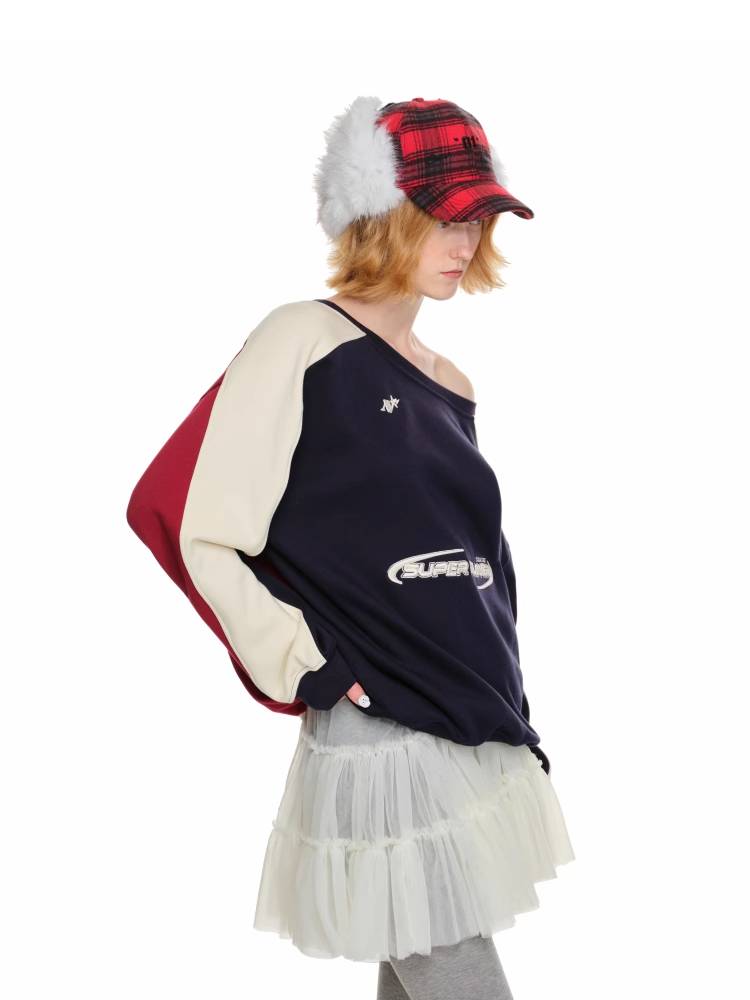 Off-the-shoulder jersey sweatshirt【s0000011412】