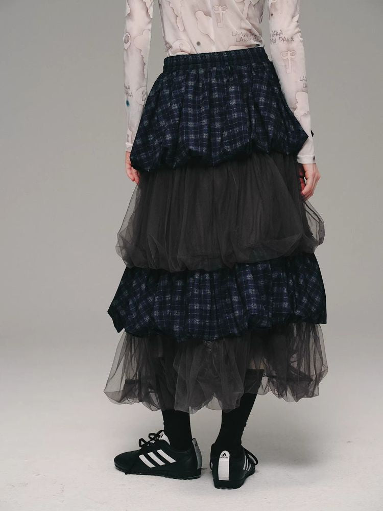 BlueBerry Plaid Cake Skirt [S0000010137]