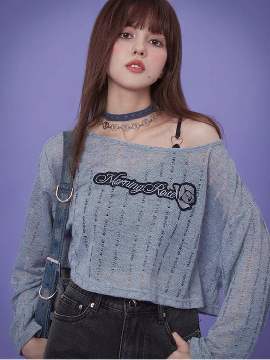 Grey short knit top【s0000008891】