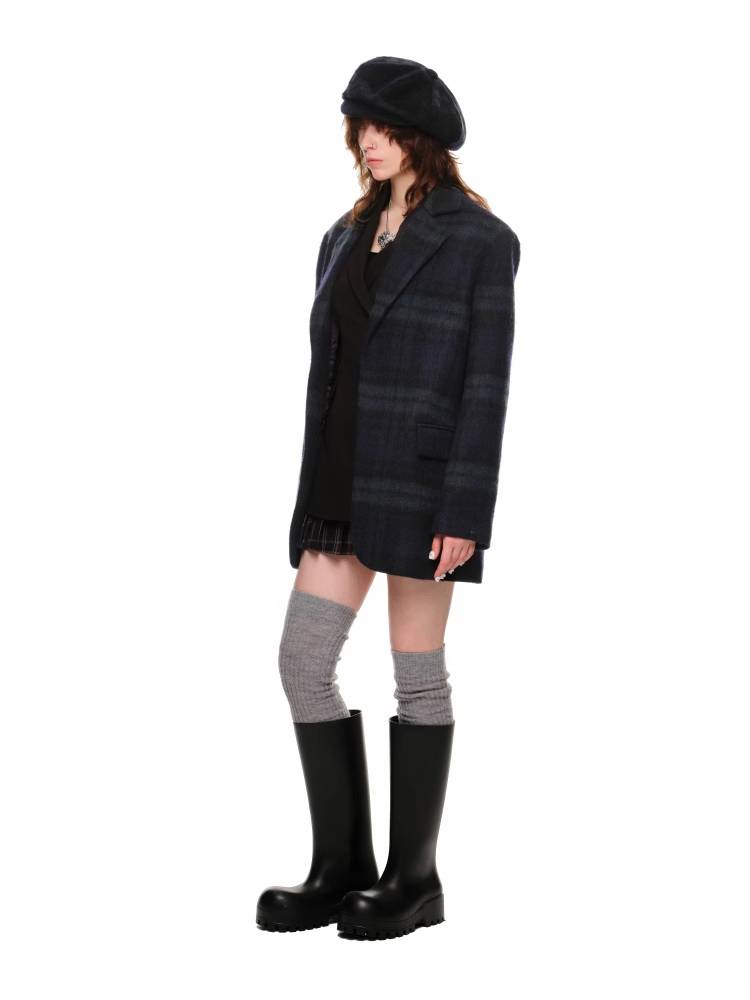 Plaid oversized wool suit jacket【s0000011377】