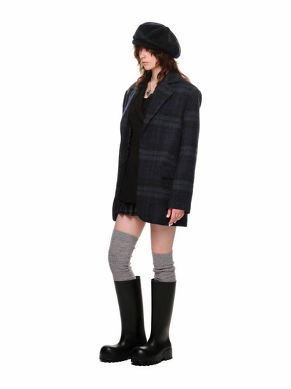 Plaid oversized wool suit jacket【s0000011377】