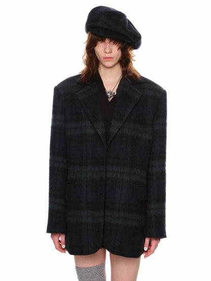 Plaid oversized wool suit jacket【s0000011377】