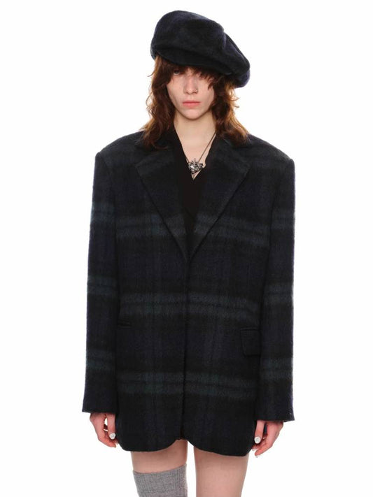 Plaid oversized wool suit jacket【s0000011377】
