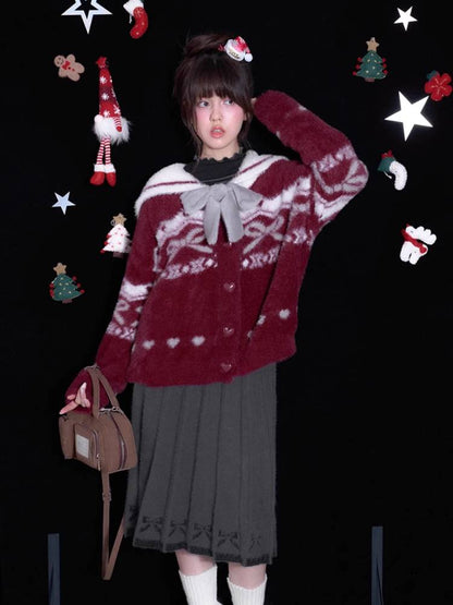 Sailor collar fake 2 piece cardigan【s0000011283】